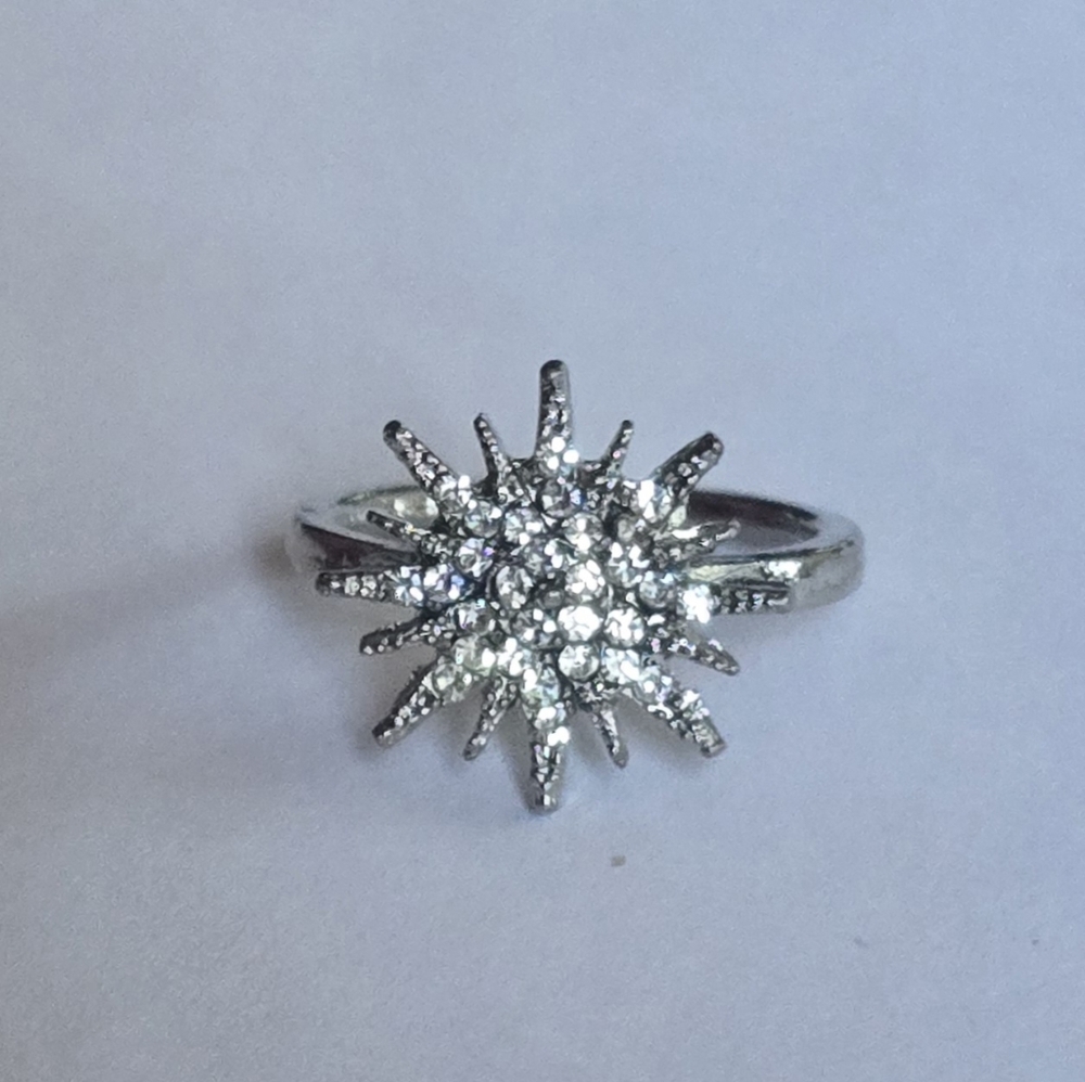 BLING IN CUBIC ZIRCONIA STARDUST QUALITY TITANIUM SILVER NEW 6  STATEMENT RING